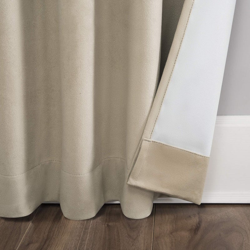 Sun Zero Hampshire Velvet Noise Reducing Thermal Extreme Total Blackout Back Tab Curtain Panel, 50" x 84", Ecru Off-White - Image 5